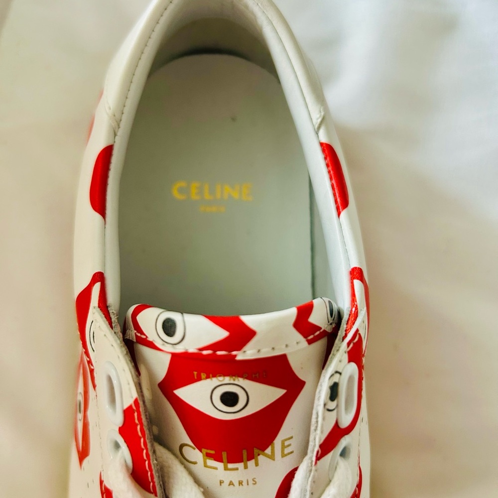 New with box & bag , 
Celine Red and White Eye Print Sneakers - Picture 4 of 10